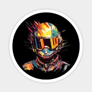 Man With Helmet Video Game Character Futuristic Warrior Portrait  Abstract Magnet